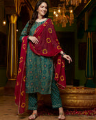 Leafsong Grace Floral Printed Kurta Pant with Dupatta Set