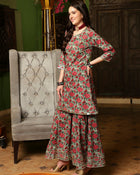 Emerald Aura Green Kurta Sharara with Dupatta Set Festive Ethnic Wear for Women
