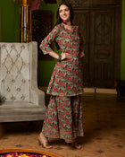 Emerald Aura Green Kurta Sharara with Dupatta Set Festive Ethnic Wear for Women