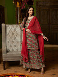Emerald Aura Green Kurta Sharara with Dupatta Set Festive Ethnic Wear for Women