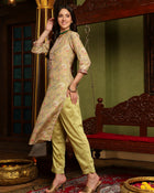 Mystic Yellow Floral Printed Kurta Pant with Dupatta Set Ethnic Wear for Women