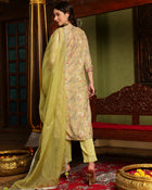 Mystic Yellow Floral Printed Kurta Pant with Dupatta Set Ethnic Wear for Women