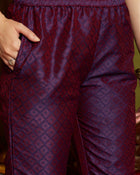 Majestic Mauve Silk Blend Kurta Pant With Dupatta Set