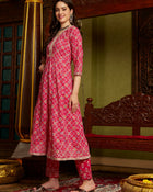 Rangreza  Bandhej Printed Kurta Pant Dupatta Set
