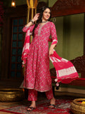 Rangreza  Bandhej Printed Kurta Pant Dupatta Set