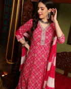 Rangreza  Bandhej Printed Kurta Pant Dupatta Set