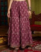 Royal Orchid Purple Kurta Sharara with Dupatta Set