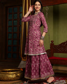 Royal Orchid Purple Kurta Sharara with Dupatta Set
