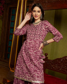 Royal Orchid Purple Kurta Sharara with Dupatta Set