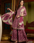 Royal Orchid Purple Kurta Sharara with Dupatta Set