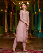 Coral Mistn Silk Blend Kurta Pant with Dupatta Set