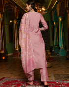 Coral Mistn Silk Blend Kurta Pant with Dupatta Set
