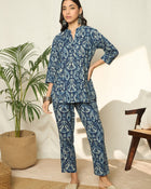 Ishya Blue Pure Cotton Co-ord Set with Top & Trousers
