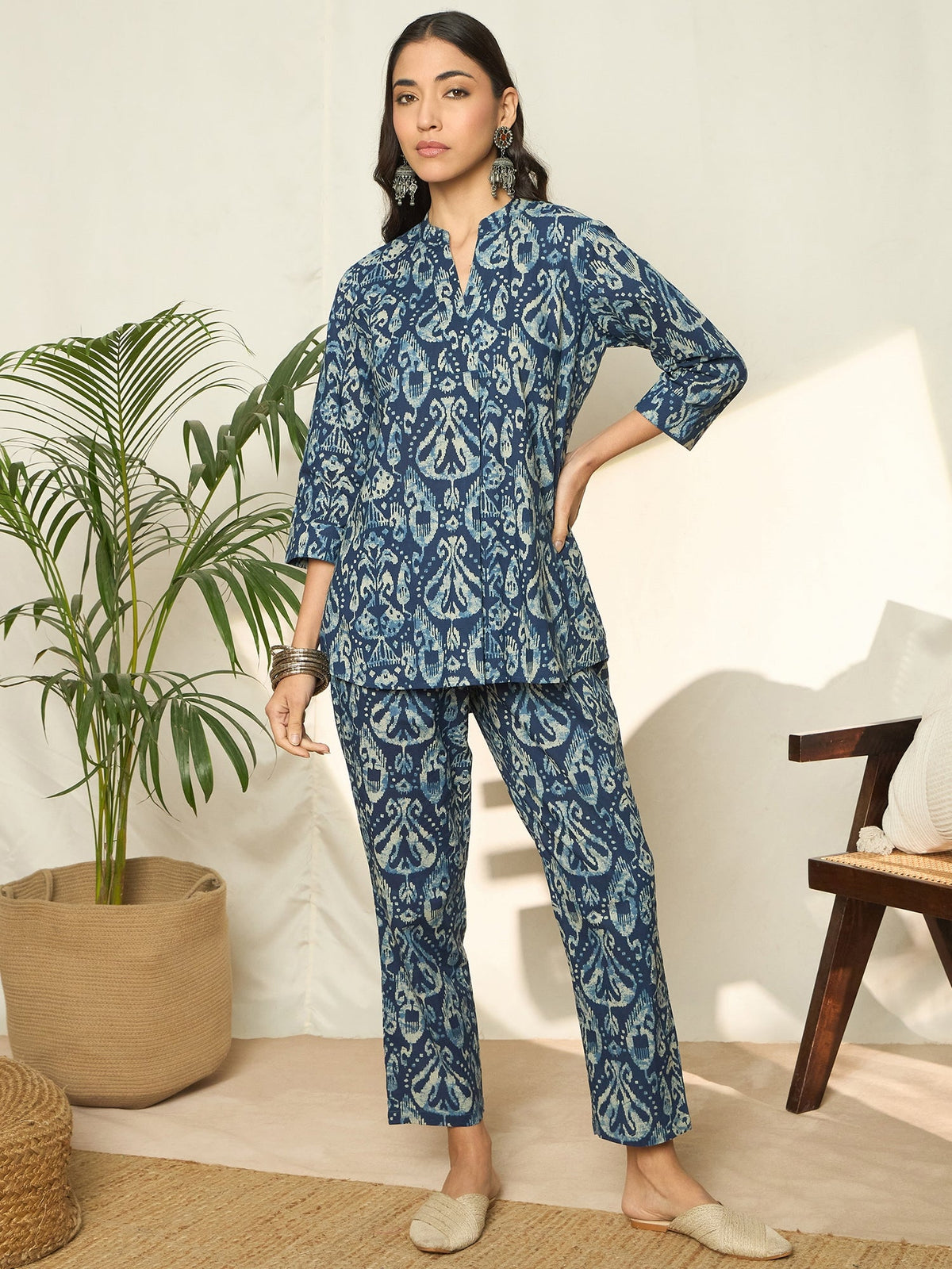 Ishya Blue Pure Cotton Co-ord Set with Top & Trousers