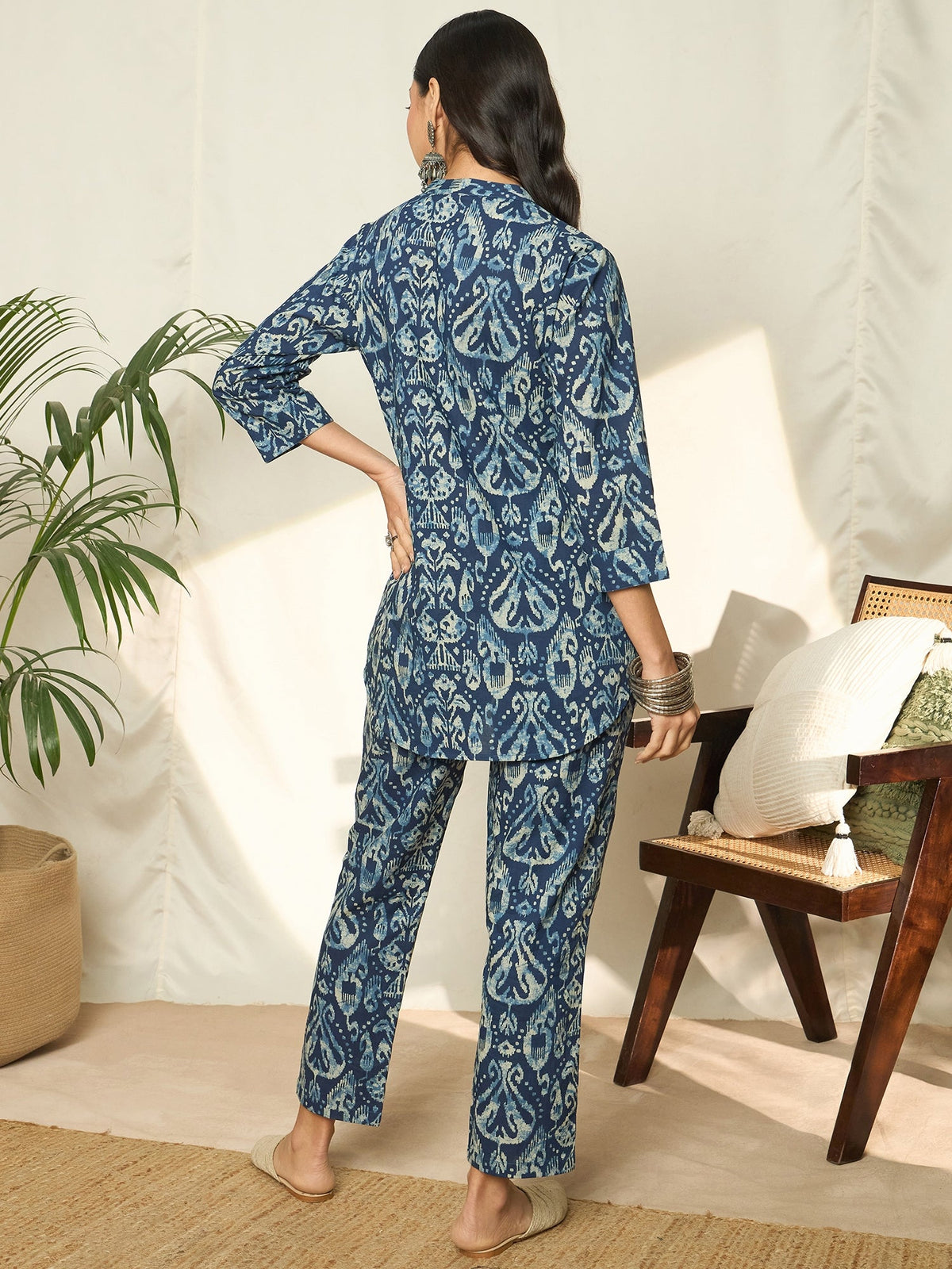 Ishya Blue Pure Cotton Co-ord Set with Top & Trousers