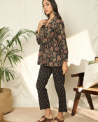 Gulzar Floral Printed Pure Cotton Top, Trousers & Shrug Co-Ord Set