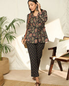 Gulzar Floral Printed Pure Cotton Top, Trousers & Shrug Co-Ord Set