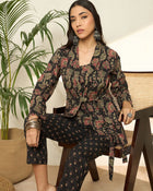 Gulzar Floral Printed Pure Cotton Top, Trousers & Shrug Co-Ord Set