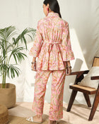 Ruhani Petalveil Floral Printed Pure Cotton V-Neck Tunic & Trouser Co-Ord Set