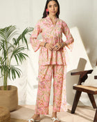 Ruhani Petalveil Floral Printed Pure Cotton V-Neck Tunic & Trouser Co-Ord Set