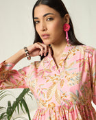 Ruhani Petalveil Floral Printed Pure Cotton V-Neck Tunic & Trouser Co-Ord Set