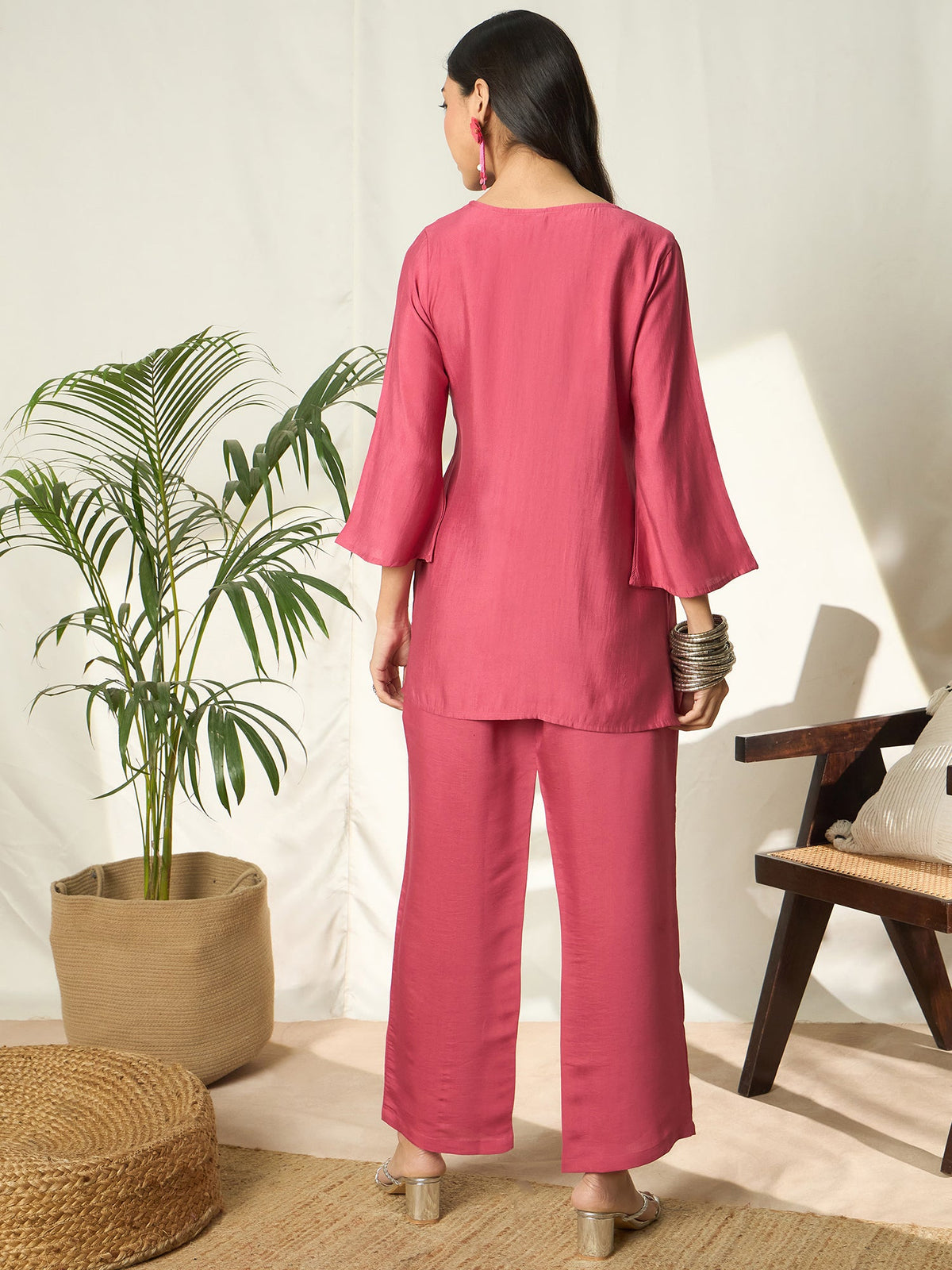 Zahira Floral Embroidered Co-Ord Set with Top & Trousers