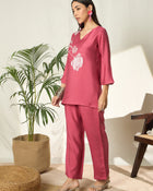 Zahira Floral Embroidered Co-Ord Set with Top & Trousers