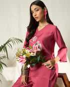 Zahira Floral Embroidered Co-Ord Set with Top & Trousers