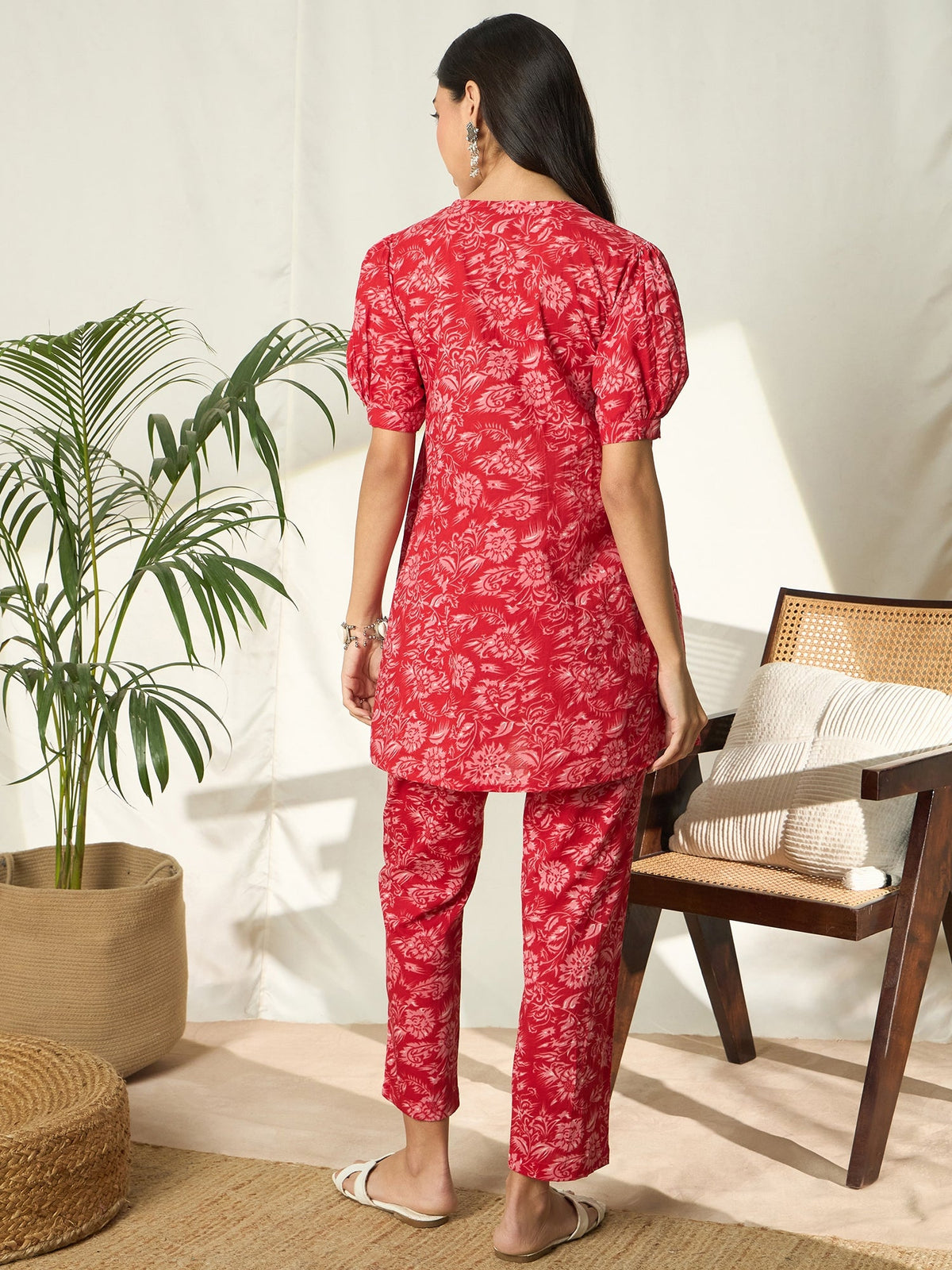 Vanya Pure Cotton Floral Printed Tunic & Trousers Co-ord Set