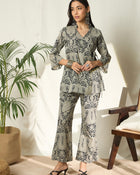 Kiyana Black Cotton Co-ord Set with Tunic & Trousers