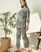 Kiyana Black Cotton Co-ord Set with Tunic & Trousers