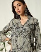 Kiyana Black Cotton Co-ord Set with Tunic & Trousers