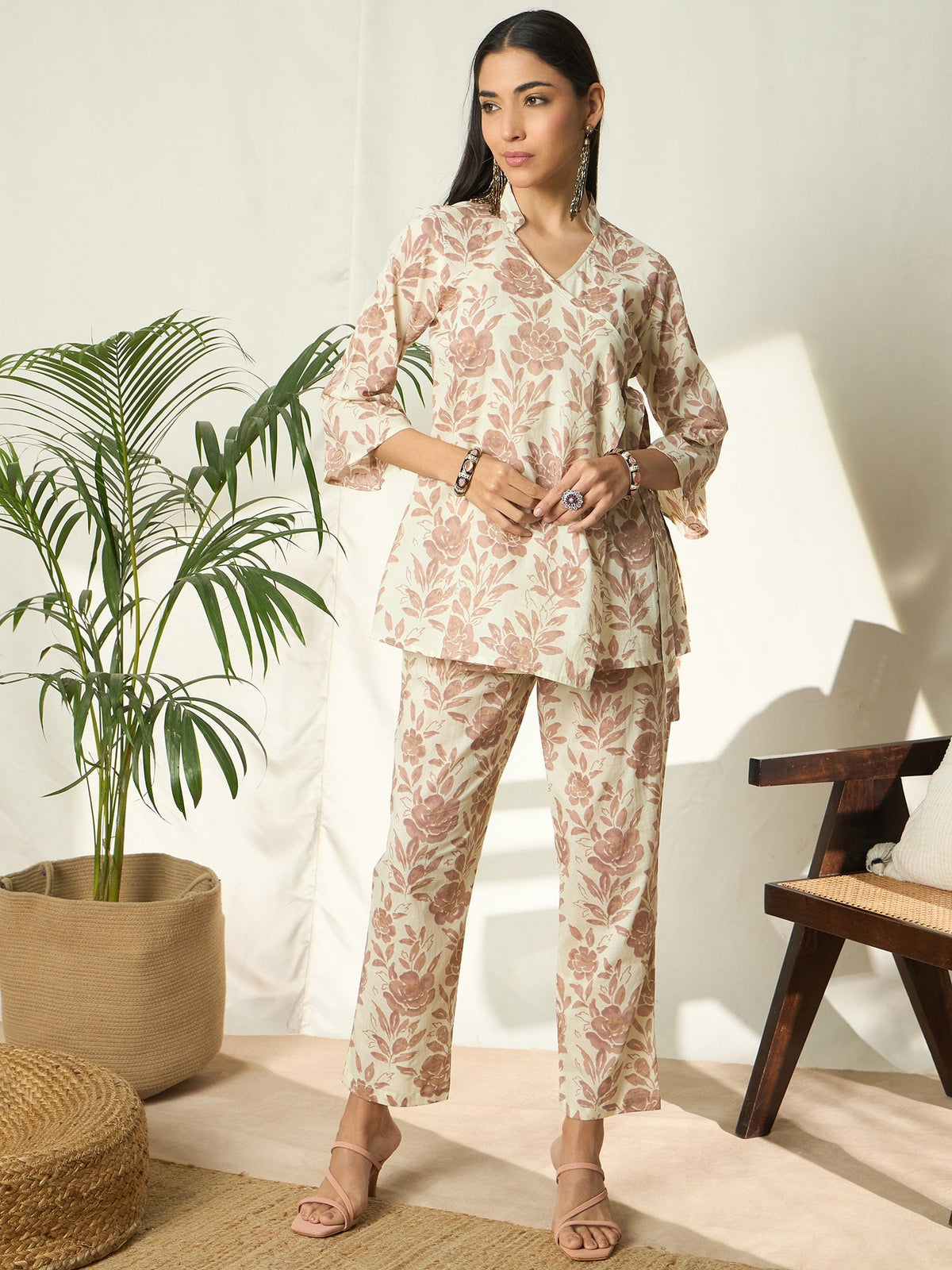 Naira Meadow Floral Printed Tunic & Trouser Co-Ord Set