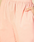 Peach Gleam Mirror Work Embroidered Cotton Kurta with Trousers & Dupatta
