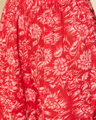 Carmine Red Floral Cotton Anarkali Kurta with Sharara & Dupatta