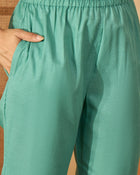 Seaside Glow Silk Blend Sea Green Embroidered Kurta Set with Dupatta