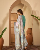 Seaside Glow Silk Blend Sea Green Embroidered Kurta Set with Dupatta