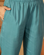 Tidal Bloom Embroidered Turquoise Silk Blend Kurta Set with Dupatta