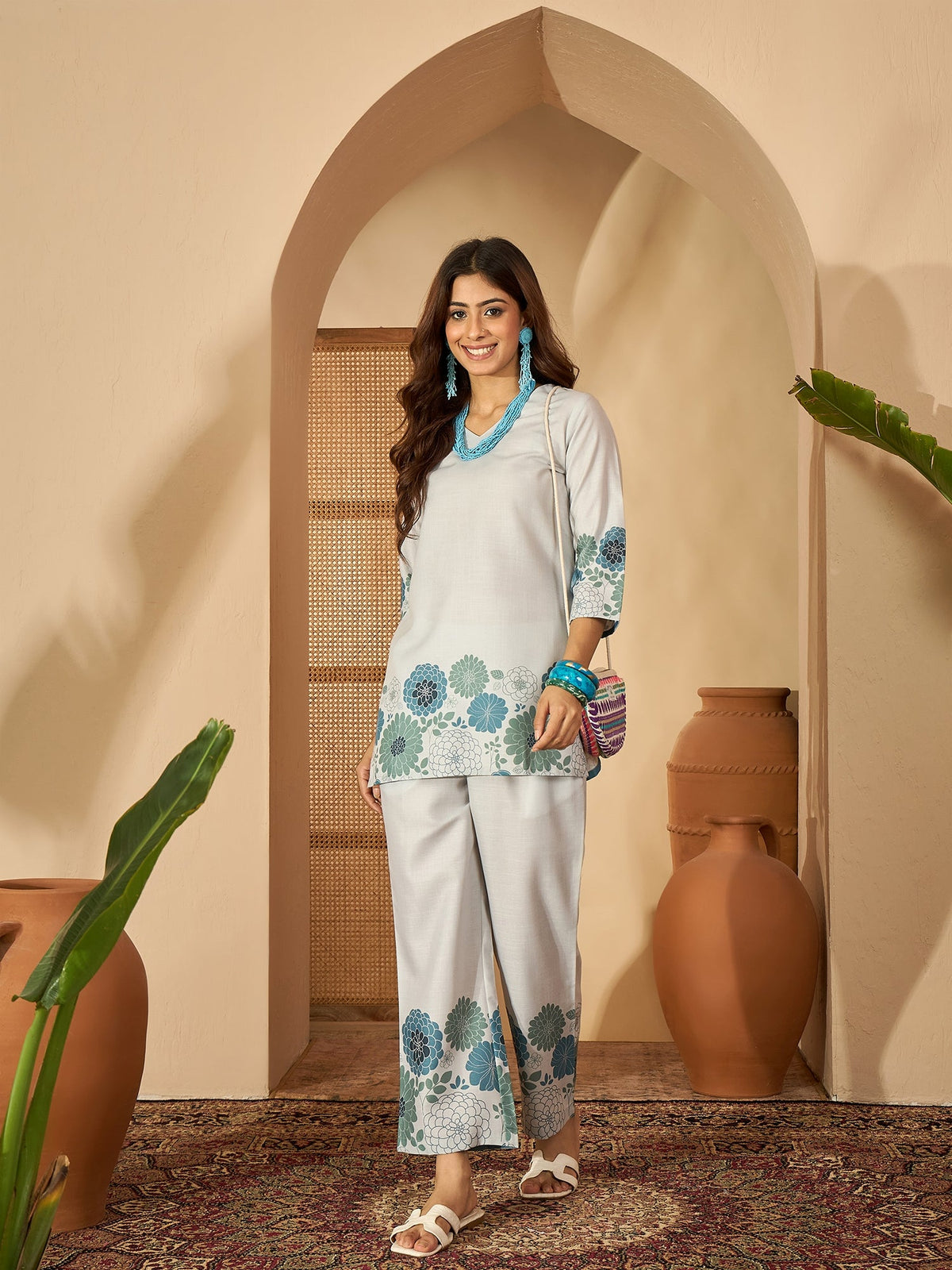 Elira Bloomfield – Floral Placement Printed Cotton Co-Ord Set
