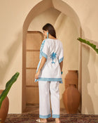 Aara – Pure Cotton V-Neck Kaftan & Trousers Co-Ord Set - aunlabel