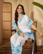 Aara – Pure Cotton V-Neck Kaftan & Trousers Co-Ord Set - aunlabel