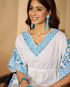 Aara – Pure Cotton V-Neck Kaftan & Trousers Co-Ord Set - aunlabel