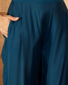 Ruhani Azure – Embroidered V-Neck Tunic with Trouser Co-Ord Set