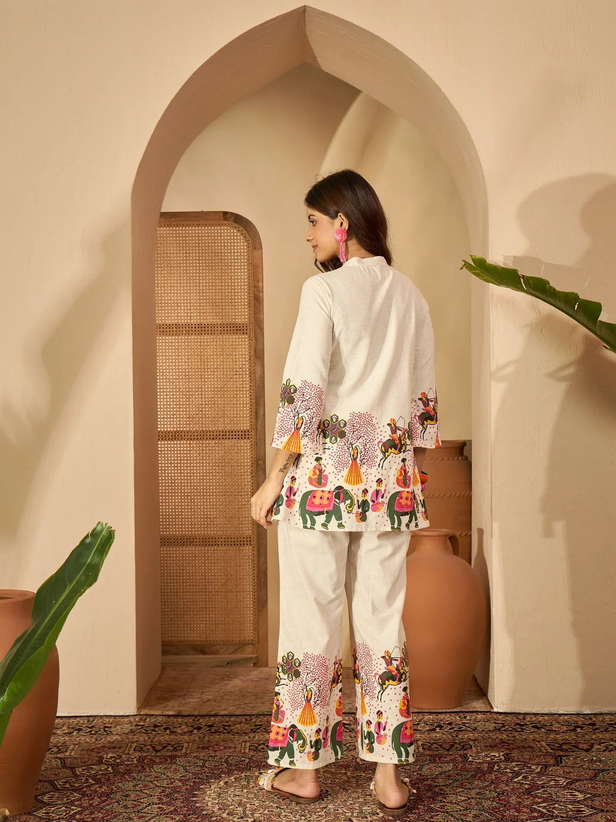 Abstract Printed Pure Cotton Wrap-On Tunic & Trouser Co-Ord Set - aunlabel