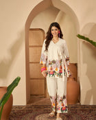 Abstract Printed Pure Cotton Wrap-On Tunic & Trouser Co-Ord Set - aunlabel