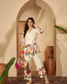 Abstract Printed Pure Cotton Wrap-On Tunic & Trouser Co-Ord Set - aunlabel