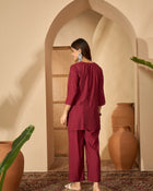 Ishara – Embroidered Tunic & Trouser Co-Ord Set with V-Neck Design