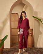 Ishara – Embroidered Tunic & Trouser Co-Ord Set with V-Neck Design