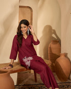 Ishara – Embroidered Tunic & Trouser Co-Ord Set with V-Neck Design