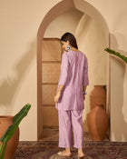 Aarza Embroidered V-Neck Tunic with Trouser Co-ord Set - aunlabel